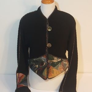 Womens Black Sweater Bolero Style Jacket w/Pockets